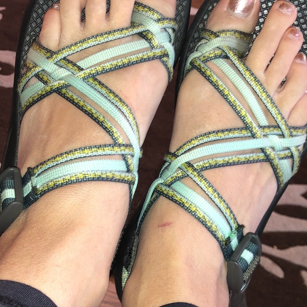 Teal chacos!
